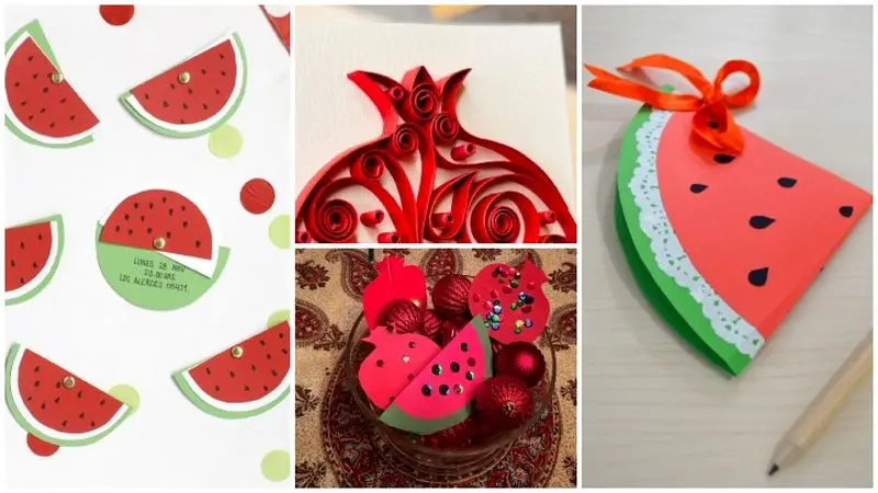 کارت تبریک یلدایی کاردستی ساده اما جالب برای یلدا در مدرسه