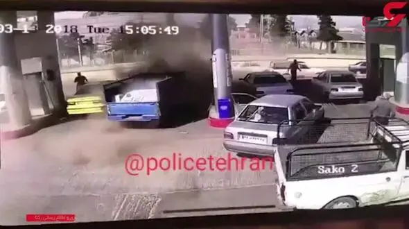 لحظه انفجار در جایگاه سوخت CNG بزرگراه یاسینی تهران + فیلم