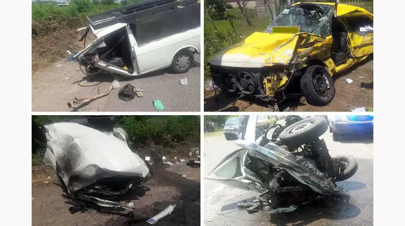 تصادف مرگبار پیکان وانت با پژو در محور فومن به ضیابر / 2 تن کشته شدند + عکس