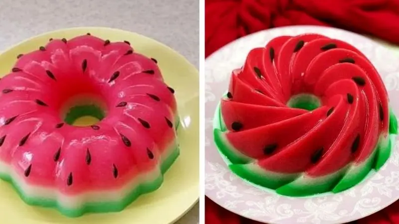 ایده‌های تزیین ژله برای شب یلدا 1403 با طرح هندوانه