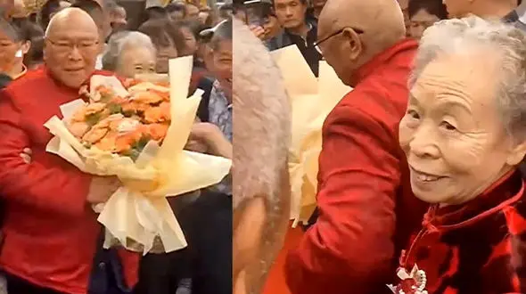 ازدواج پیرمرد ۸۶ ساله با اولین عشق خود خبرساز شد + فیلم