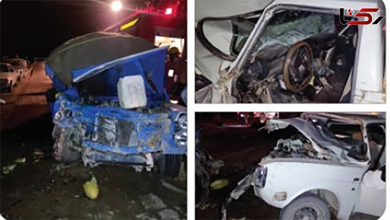 مرگ راننده پیکان در تصادف شاخ به ساخ با نیسان آبی در جاده کلاته منار + عکس