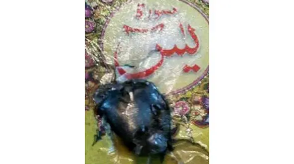 قران جیبی که جان مامور پلیس خاش را نجات داد / گلوله ای که در روی قلب متوقف شد+ عکس