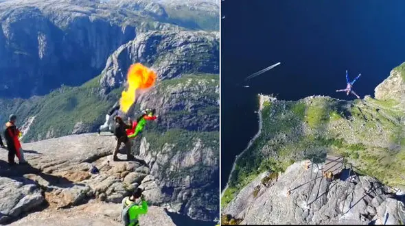 لحظات نفس گیر سقوط آزاد در نروژ+فیلم 