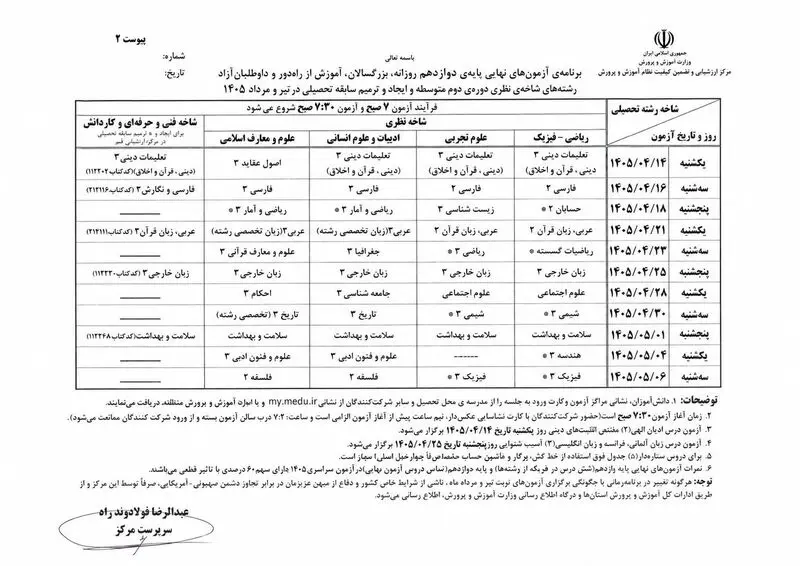 امتحان نهایی