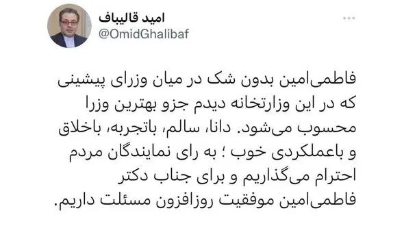 واکنش سخنگوی وزارت صمت به برکناری فاطمی امین توسط مجلس