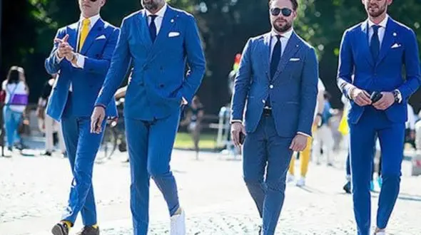 روش های ست کردن پیراهن با کت و شلوار آبی +عکس