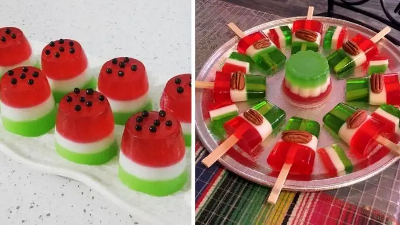 ایده‌های تزیین ژله با طرح بستنی هندوانه برای یلدا 1403