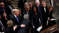 دردسر  کنار هم نشستن ترامپ، اوباما، کلینتون و کارتر در مراسم ترحیم جورج بوش پدر +عکس
