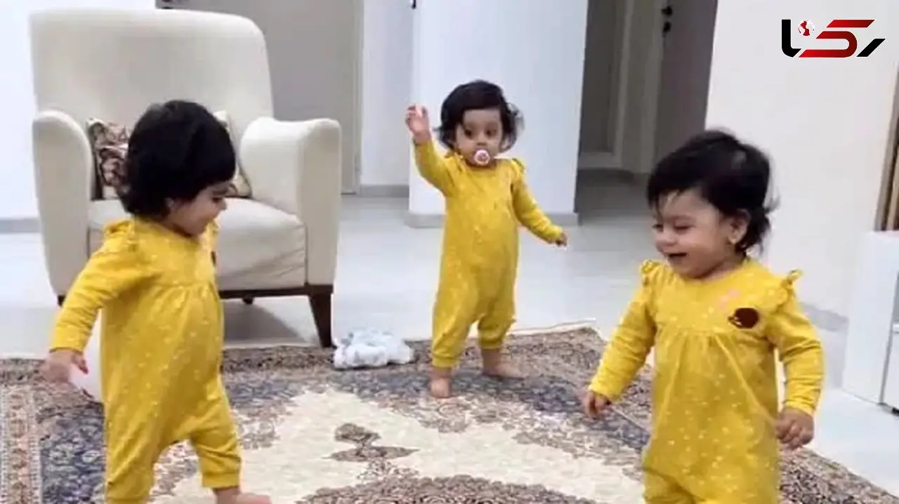 آواز باشکوه دختر سه قلوها/ با آهنگ آذری قیزلری چه رقصی میکنن فقط تپ تپ افتادنشون!