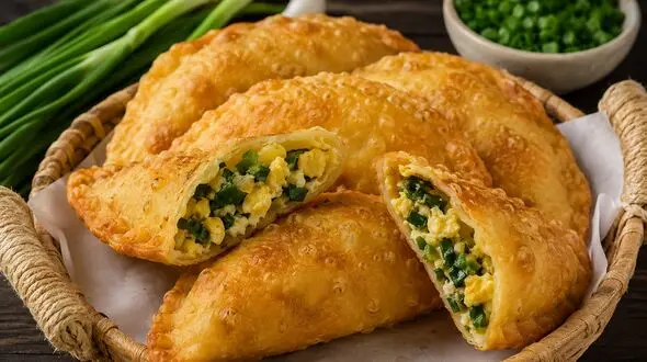 شام فوری با ۳ ماده اصلی؛ طرز تهیه پیراشکی پیازچه و تخم مرغ