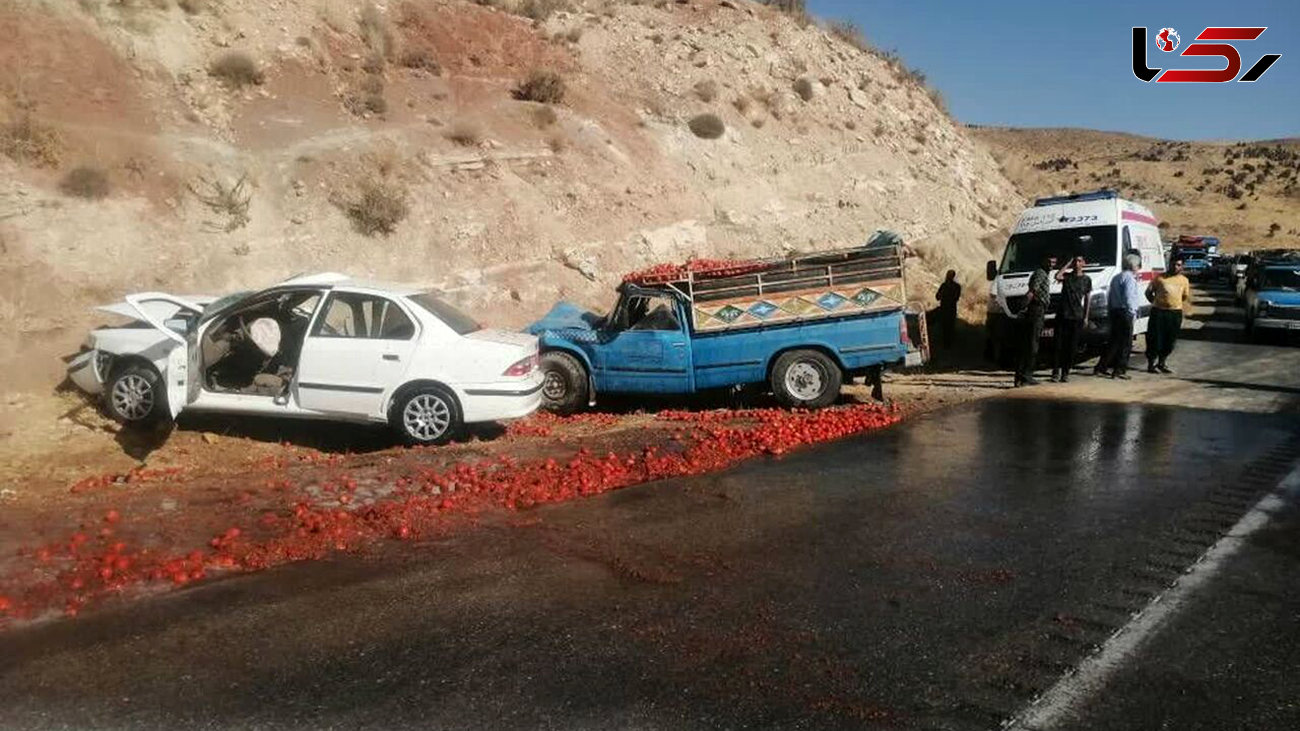 5 کشته و زخمی در تصادف  سمند با نیسان آبی + عکس