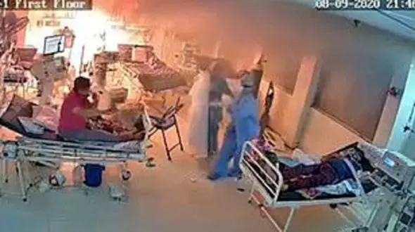 آتش گرفتن بخش آی سی یو محل بستری بیماران کرونایی! + فیلم