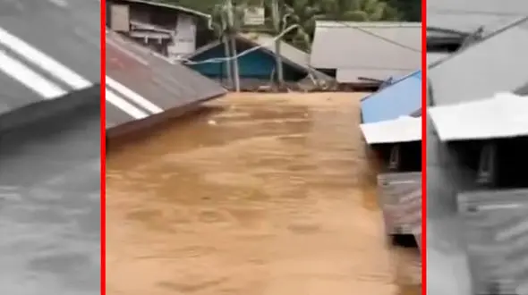 فیلم خسارات گسترده سیل و رانش زمین در اندونزی