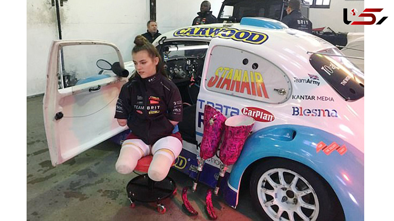 دختر 14 ساله بدون دست و پا در مسابقات رانندگی شرکت کرد + تصاویر