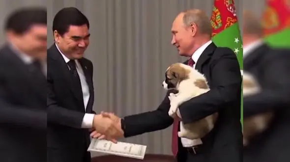 هدیه عجیب رییس جمهور ترکمنستان بمناسبت تولد ولادیمیر پوتین+فیلم