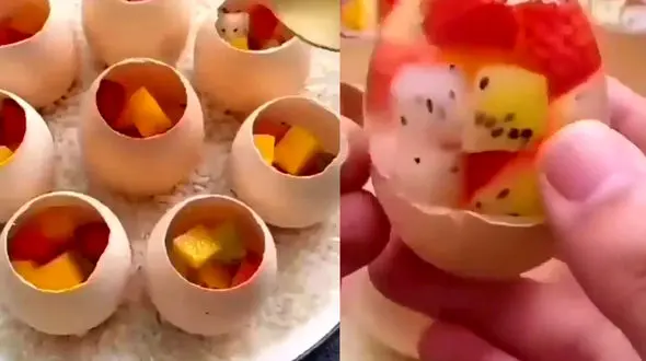 ژله میوه ای را در تخم مرغ بپزید / فیلم