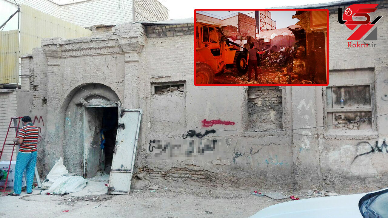 خانه فساد مردان عراقی با لودر در آبادان تخریب شد + عکس عملیات تخریب
