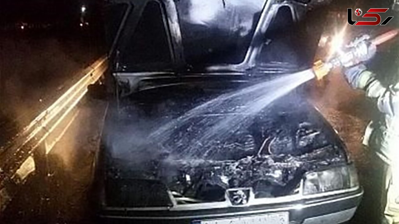 سوختن خانواده  4 نفره پیرانشهری در پژو آتش گرفته + عکس