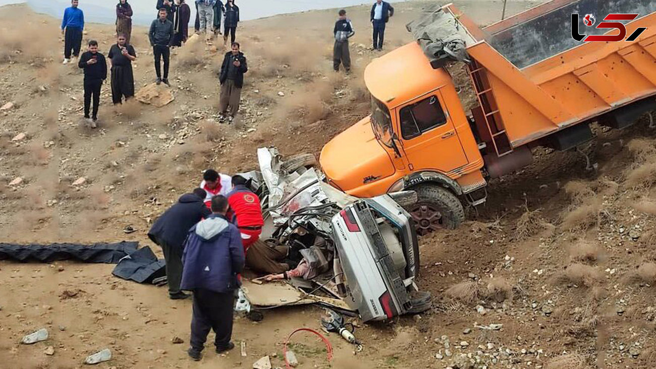 مرگ دردناک مسافران پژو مچاله شده زیر چرخ های کامیون بنز / در جاده ارومیه رخ داد