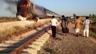 فیلم زنده زنده سوختن 3 پژو سوار در تصادف با قطار در شوش