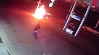راننده جوان عصبی پمپ بنزین را به آتش کشید + فیلم