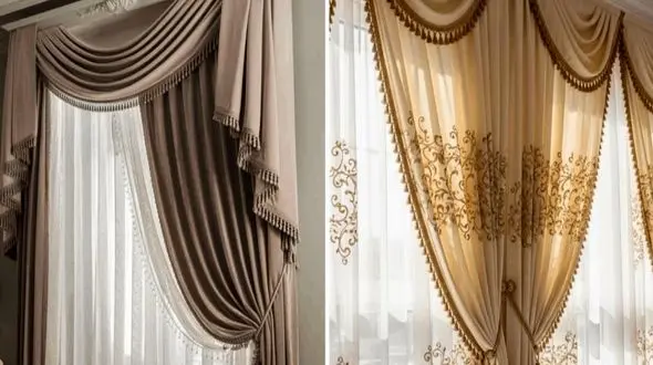مدل های شیک پرده سلطنتی 1405 | طراحی های خاص پرده پذیرایی و اتاق خواب برای نوروز