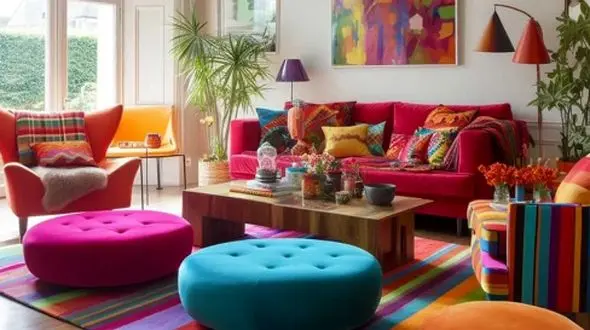 دکوراسیون نشیمن با رنگ‌ های شاد: سبک‌های خاص برای خانه‌ های مدرن