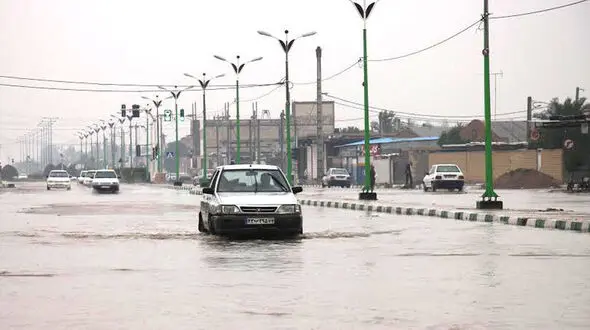 قطع راه روستایی در دزفول به علت سیلاب 