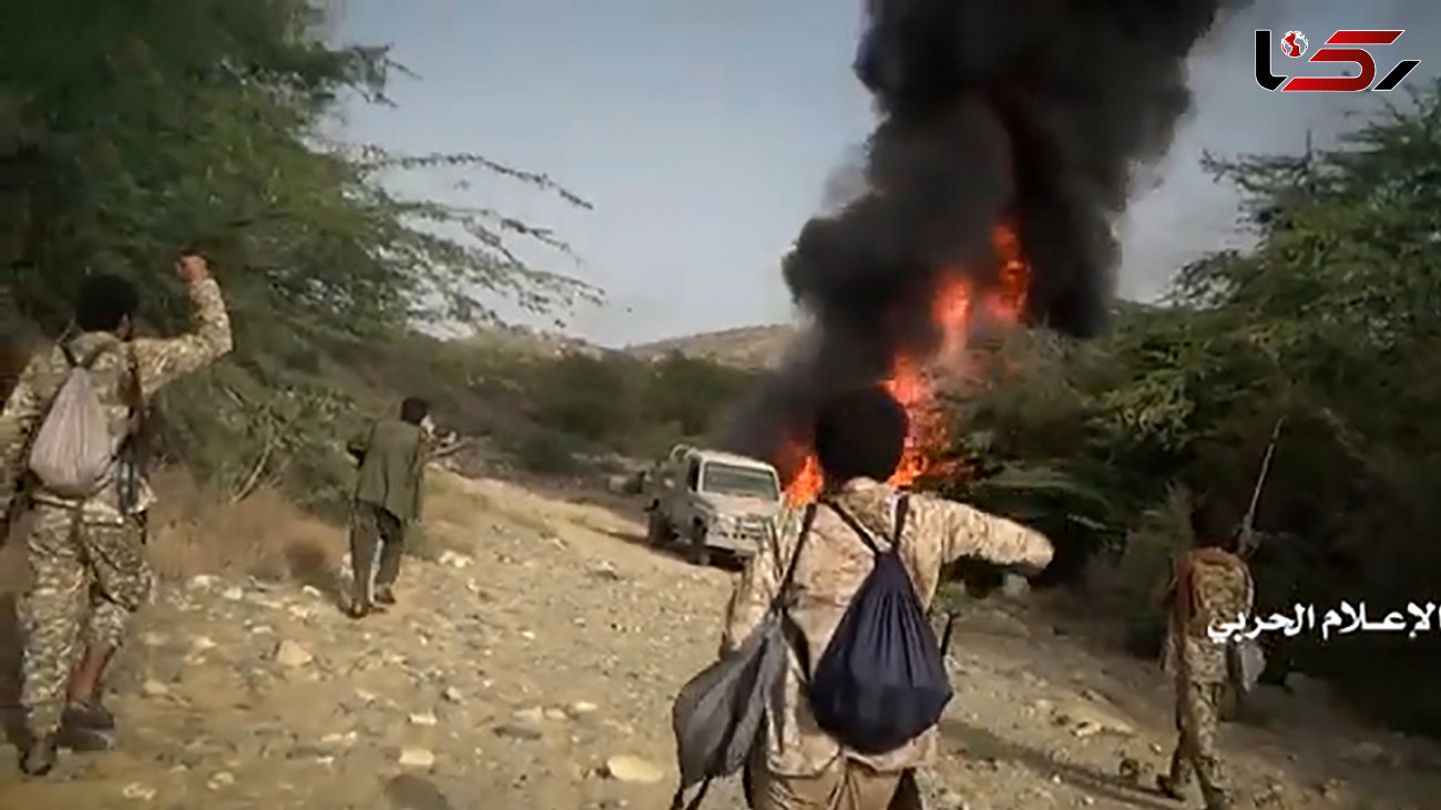 آتش زدن خودروهای نظامی سعودی + فیلم