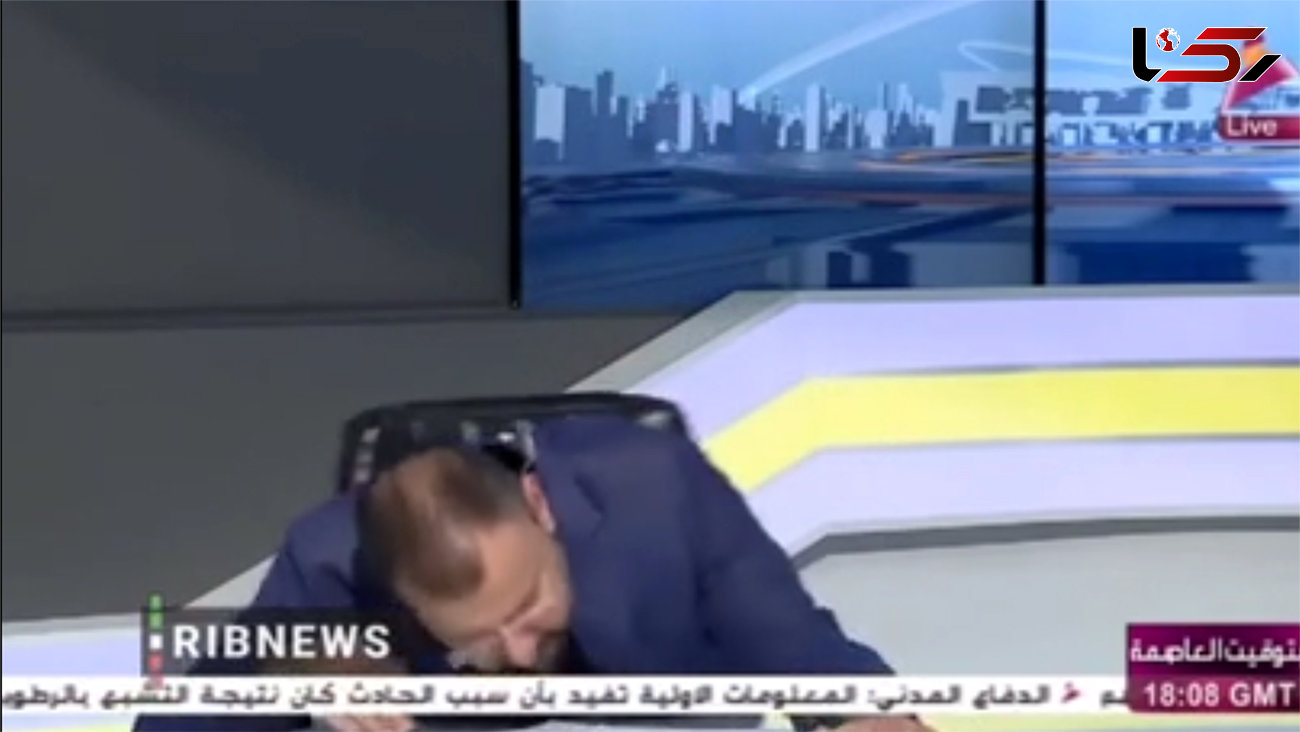 ببینید / لحظه عجیب بی‌ هوش شدن مجری شبکه العهد عراق + فیلم