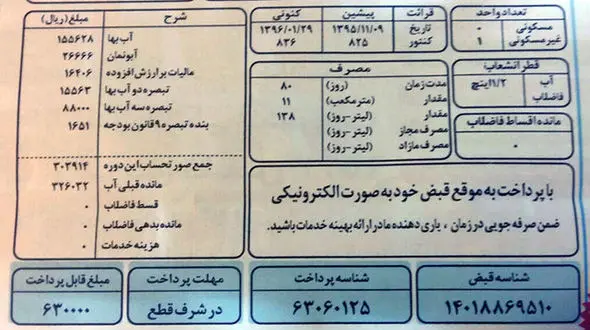 تعرفه‌های آب و کارمزد دفع فاضلاب  افزایش نداشته است