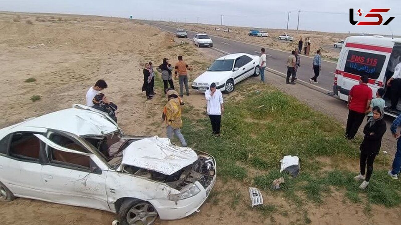 تصادف تلخ 2 خودروی سواری در جاده مشهد