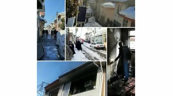 زن جوان از ترس آتش خود را به بیرون از ساختمان پرت کرد + عکس