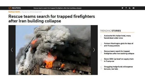 بازتاب گسترده حادثه «پلاسکو» در رسانه‌های خارجی