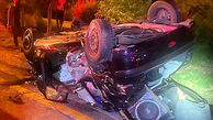 واژگونی خودروی سواری در بزرگراه امام علی(ع)+ عکس