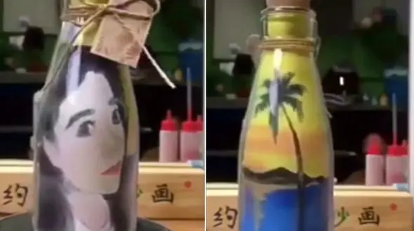 نقاشی حیرت انگیز در داخل بطری!+فیلم