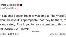 ترامپ تیم ملی فوتبال ایران را هم تهدید کرد!