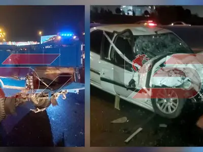 اولین عکس و جزئیات تصادف مرگبار بزرگراه فهمیده / 13 سرنشین نیسان کارگران سازمان پسماند بودند