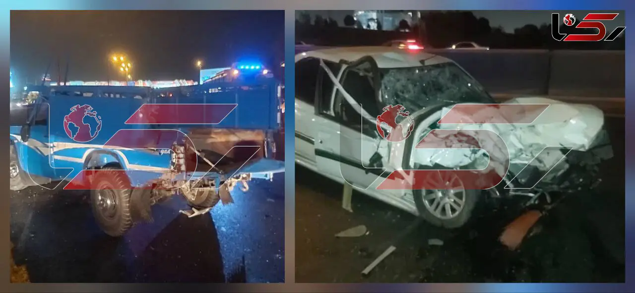اولین عکس و جزئیات تصادف مرگبار بزرگراه فهمیده / 13 سرنشین کارگران سازمان پسماند بودند