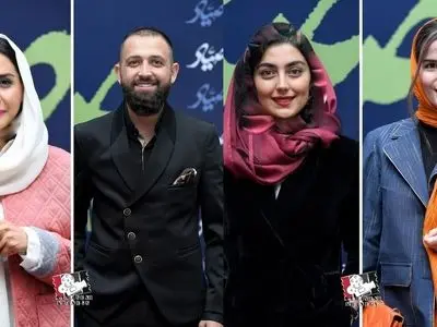 نگاهی به تیپ و استایل شیک بازیگران در اکران فیلم «صیاد» با درخشش  استایل اسپورت غزاله اکرمی، مانتو سنتی سوگل طهماسبی و استایل مشکی هلیا امامی، محسن افشانی و ...