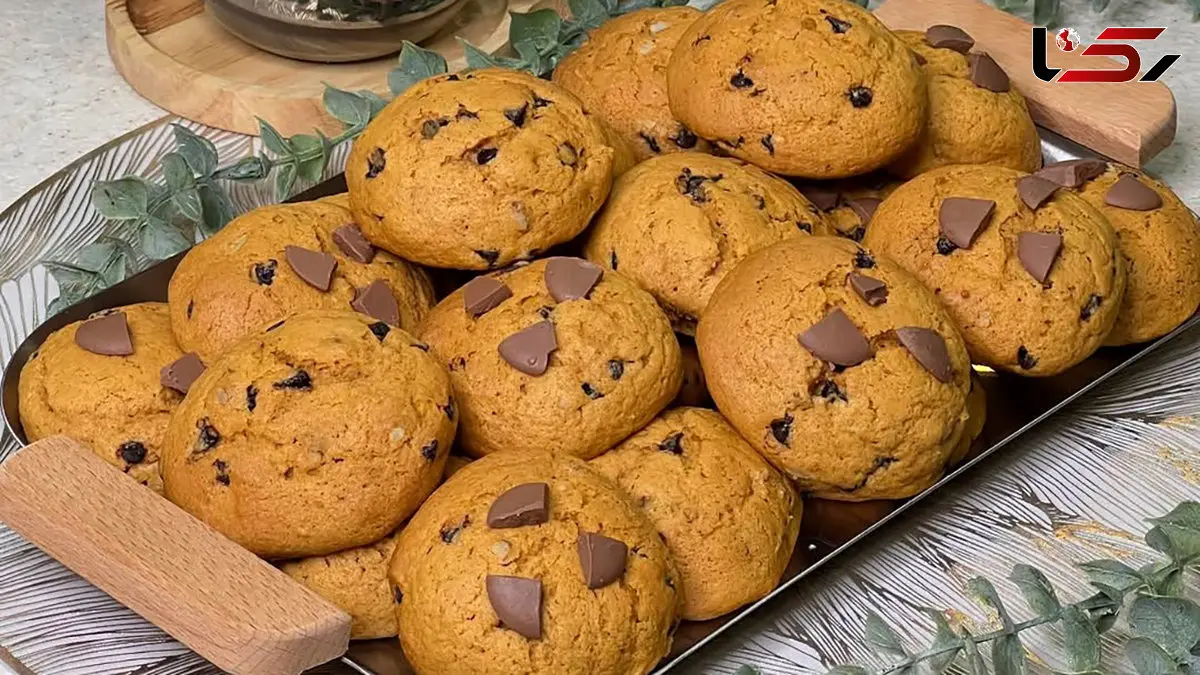 کوکی کدو حلوایی خوشمزه پاییزی با بافت نرم‌ و خوشرنگ‌ و تپلی + فیلم