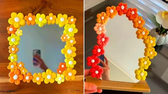 15 مدل آینه فانتزی با طرح گل که دیوار خانه شما را جادویی می‌ کند