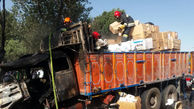 زنده زنده سوختن راننده کامیون در اصفهان / 4 عکس دلخراش
