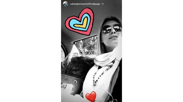 سلفی پشت ماشینی سحر قریشی با صورتی خندان+عکس 