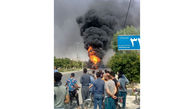 آتش سوزی مخزن سوخت کامیون / خطر انفجار مرگبار در یک قدمی مردم فسا + عکس