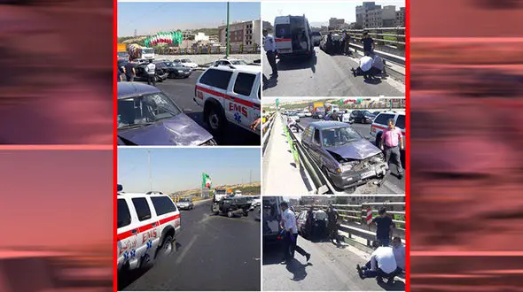  تصادف دو خودروى سوارى پراید در بزرگراه همت تهران+عکس