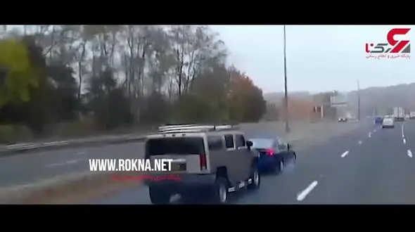 انتقام گرفتن دو خودرو از هم در بزرگراه + فیلم / امریکا