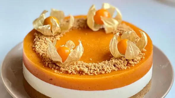 طرز تهیه چیزکیک خرمالو + فیلم
