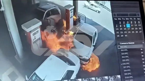 فیلم آتش‌سوزی یک خودروی شاسی در پمپ بنزین / علت حادثه در دست بررسی است